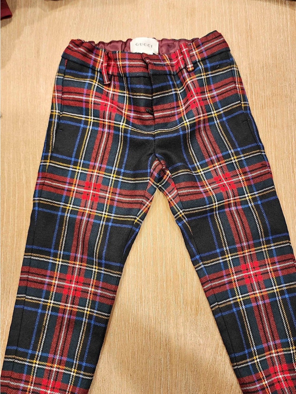 Gucci Multi-Color Tartan Plaid Pants 24m